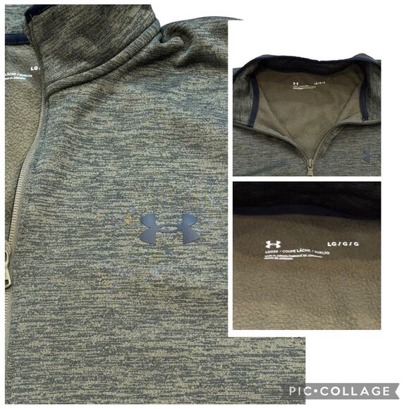 Bundle (2) Under Armour 1/4 Zip Loose Fit Heathered Gray & Green Men's Large - Picture 6 of 7